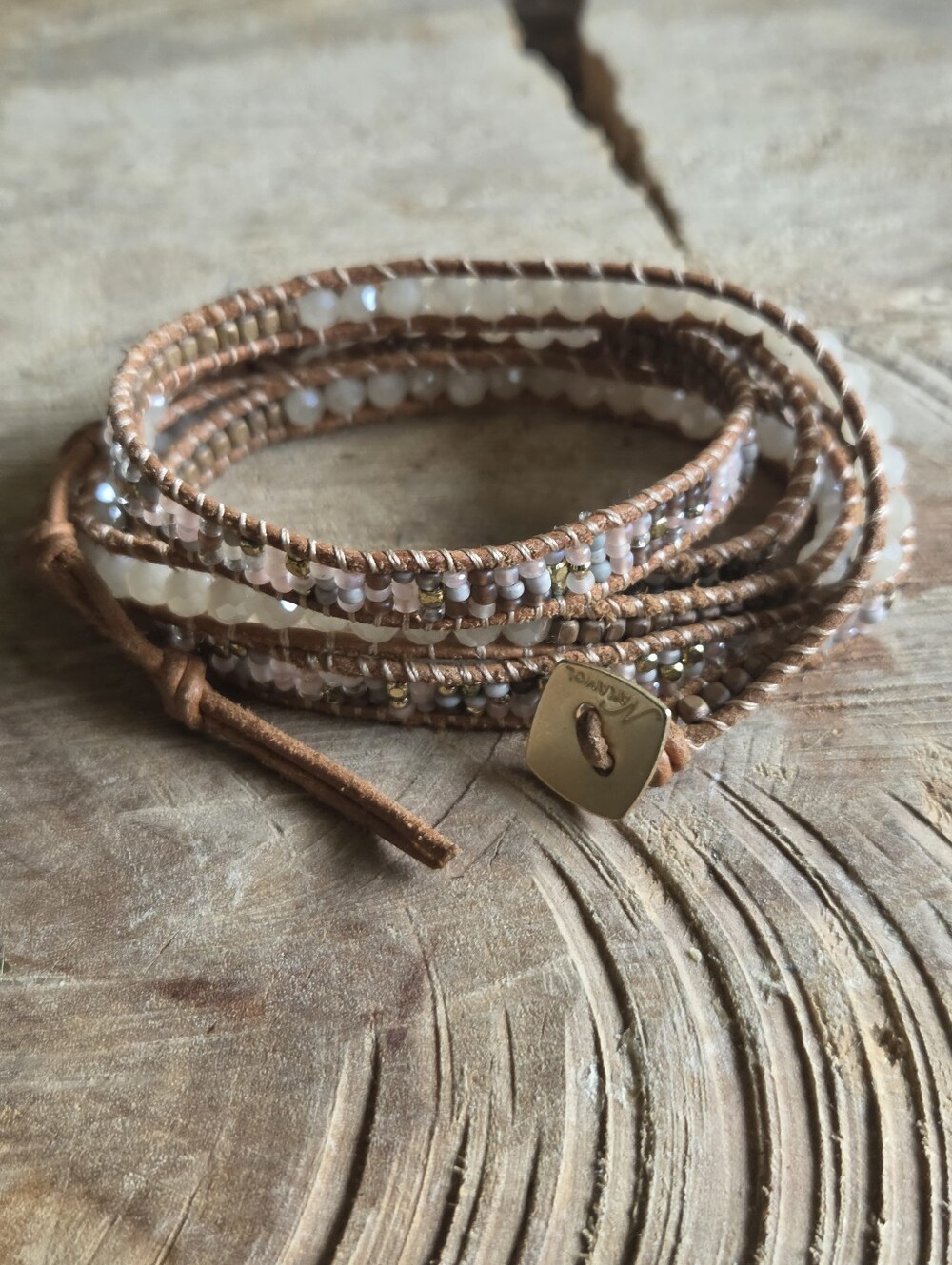 Nakamol Wrap Bracelet Beaded Leather